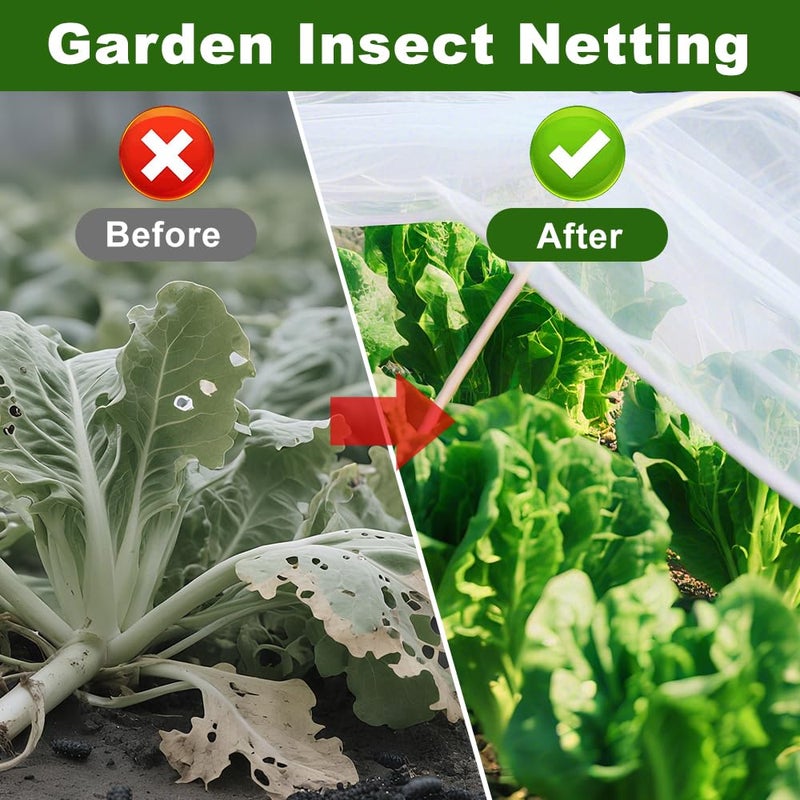 Agfabric Garden Netting 16'x30' Insect Pest Barrier Bird Netting for Garden Protection,Row Cover Mesh Netting for Vegetables Fruit Trees and Plants,White - Image 5